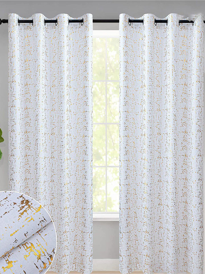 URBAN SPACE White & Gold-Toned Black Out Long Door Curtain