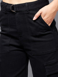 Miss Chase Women Black Wide Leg High-Rise Stretchable Jeans