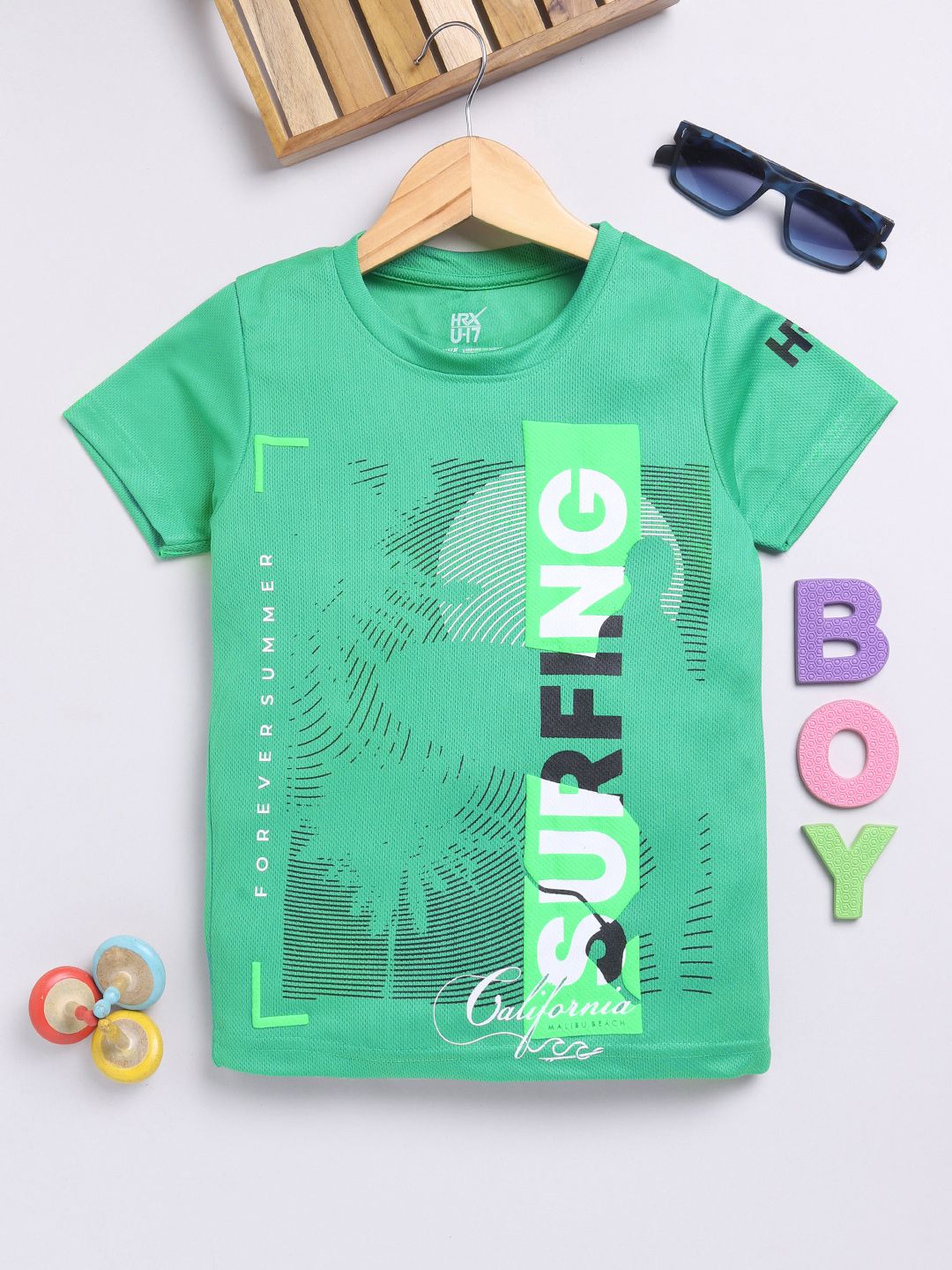 HRX by Hrithik Roshan Boys Typography Printed Rapid-Dry T-shirt