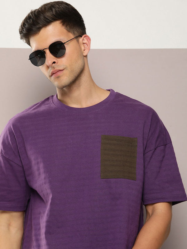 DILLINGER Men Self Design Oversized T-shirt