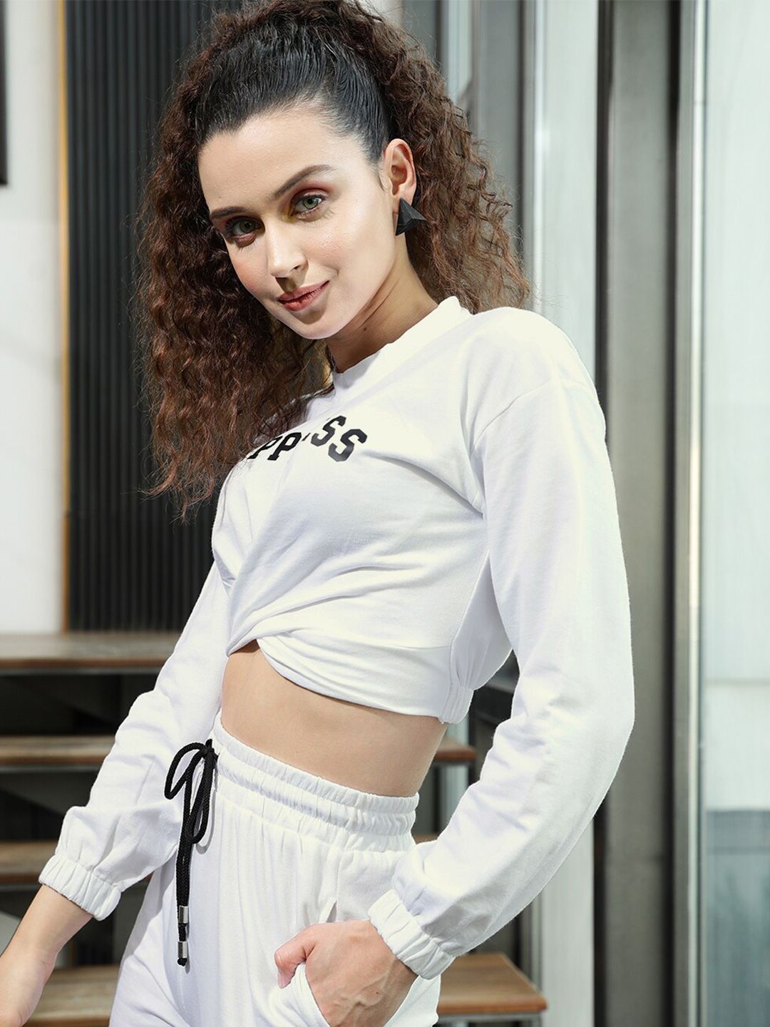 STREET 9 Women White Cotton Sweatshirt
