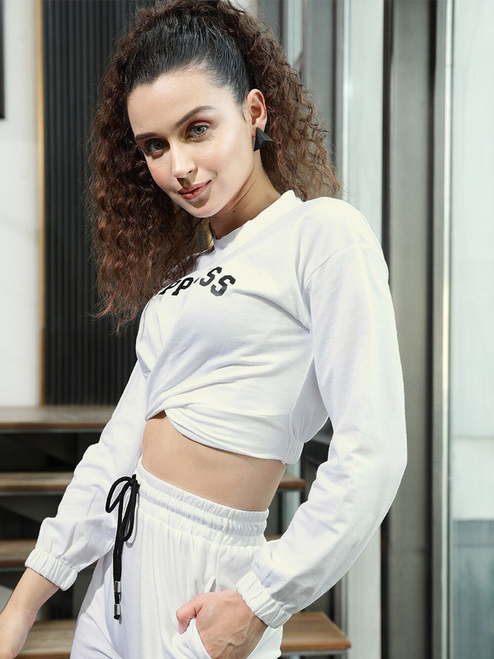 STREET 9 Women White Cotton Sweatshirt