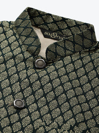 SOJANYA Men Maroon Woven Design Kurta with Churidar & Nehru Jacket