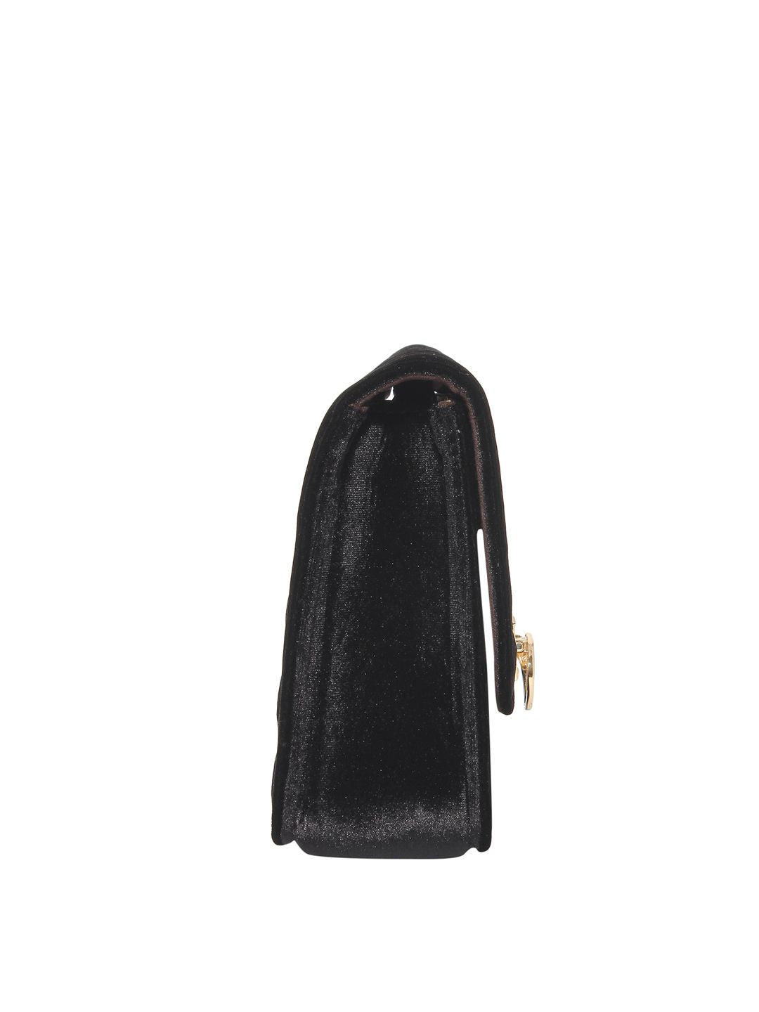 Lino Perros Black Quilted Sling Bag with Velvet Finish