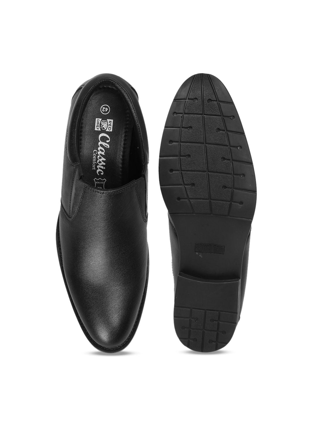 Red Chief Men Black Leather Formal Slip-On Shoes