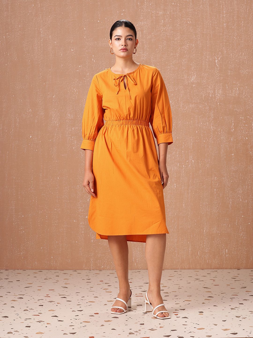 all about you A-Line Cinched Waist Pure Cotton Midi Dress