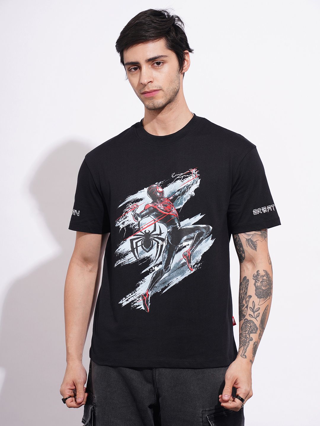 Being Human Spider-Man Graphic Printed Pure Cotton T-shirt