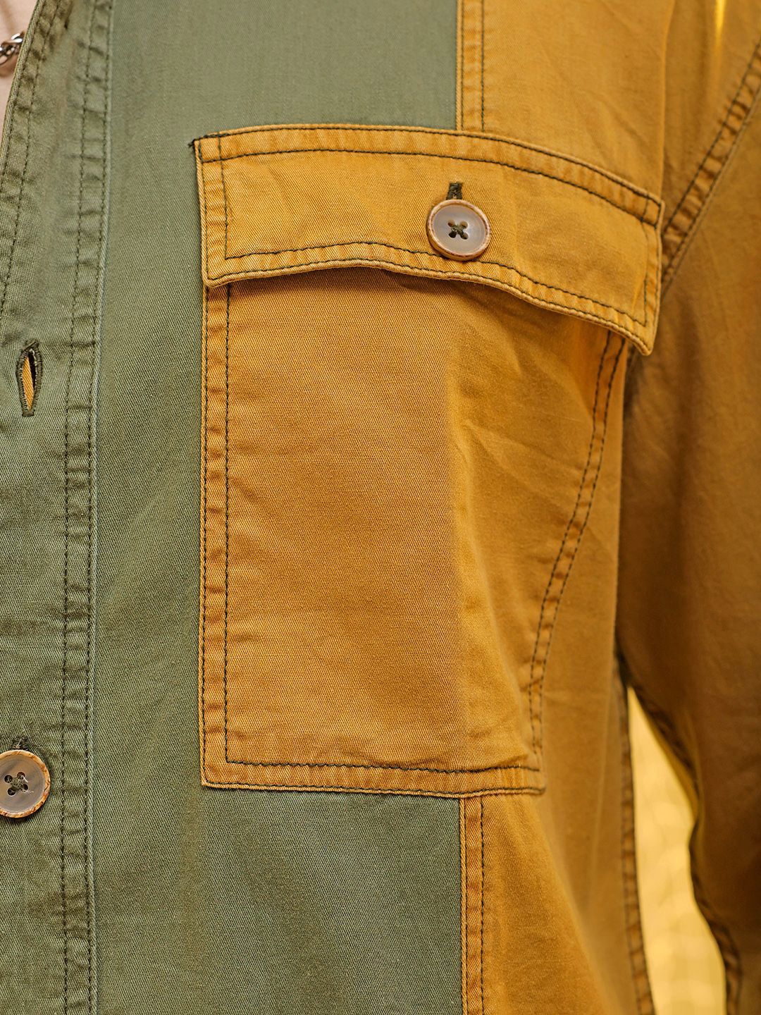The Indian Garage Co Colourblocked Spread Collar Long Sleeves Casual Shirt