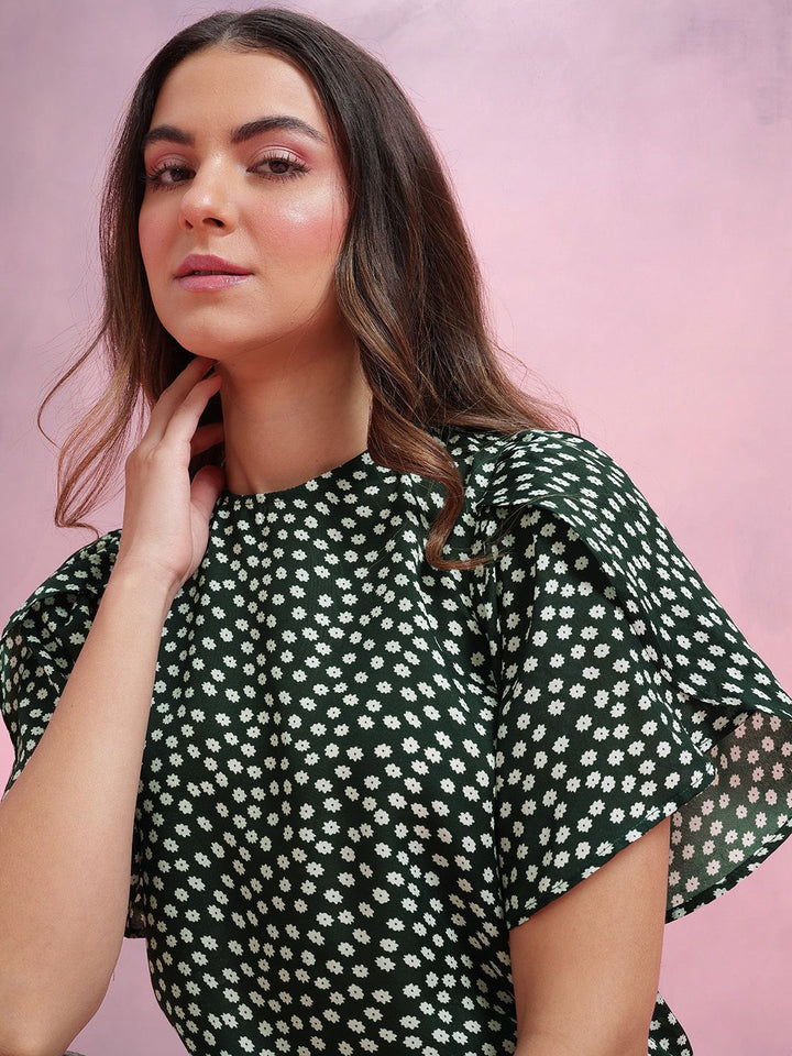 DressBerry Floral Print Puff Sleeve Top