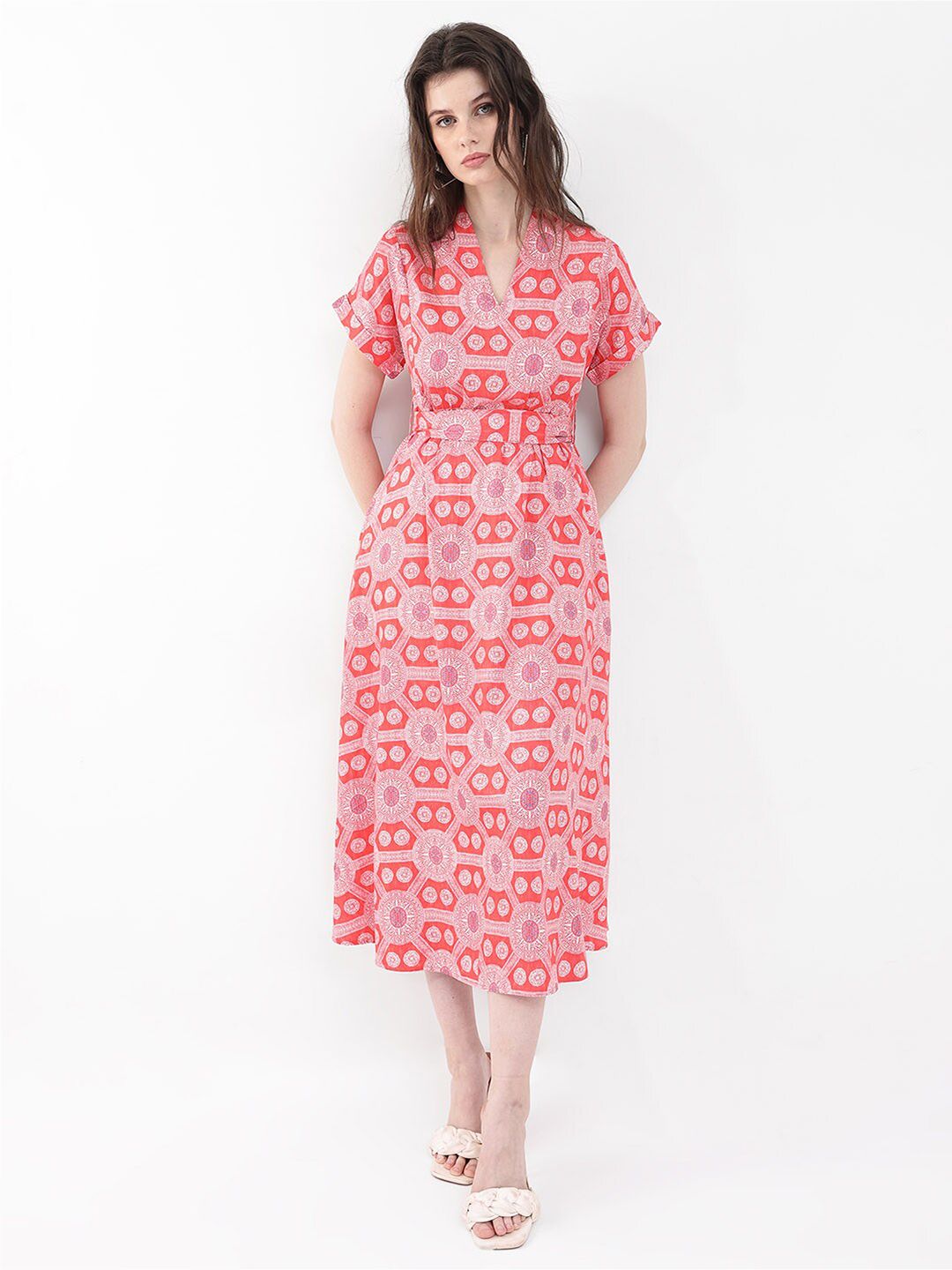 RAREISM Floral Print Fit & Flare Midi Dress