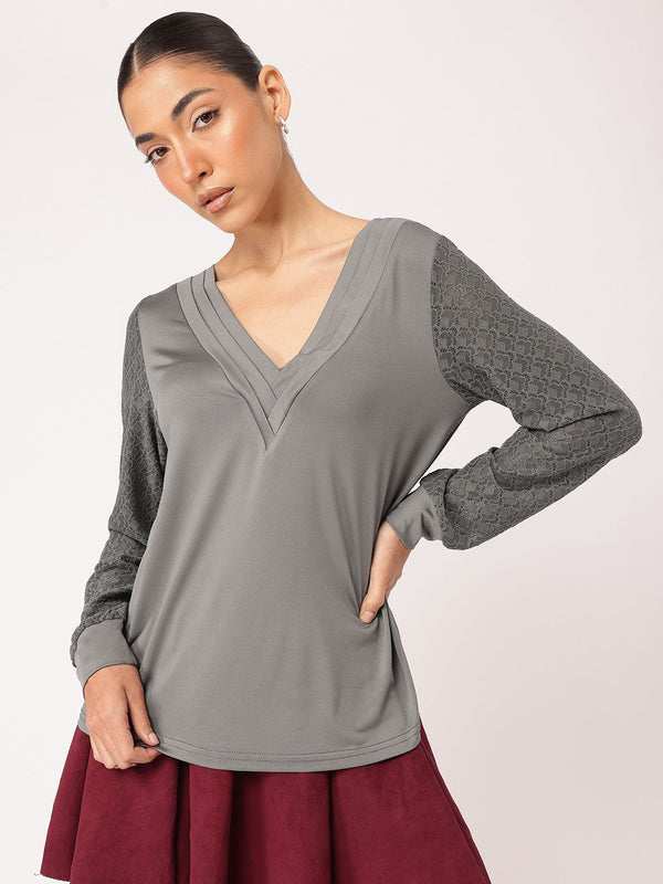 DressBerry Lace Elegance V-Neck Top