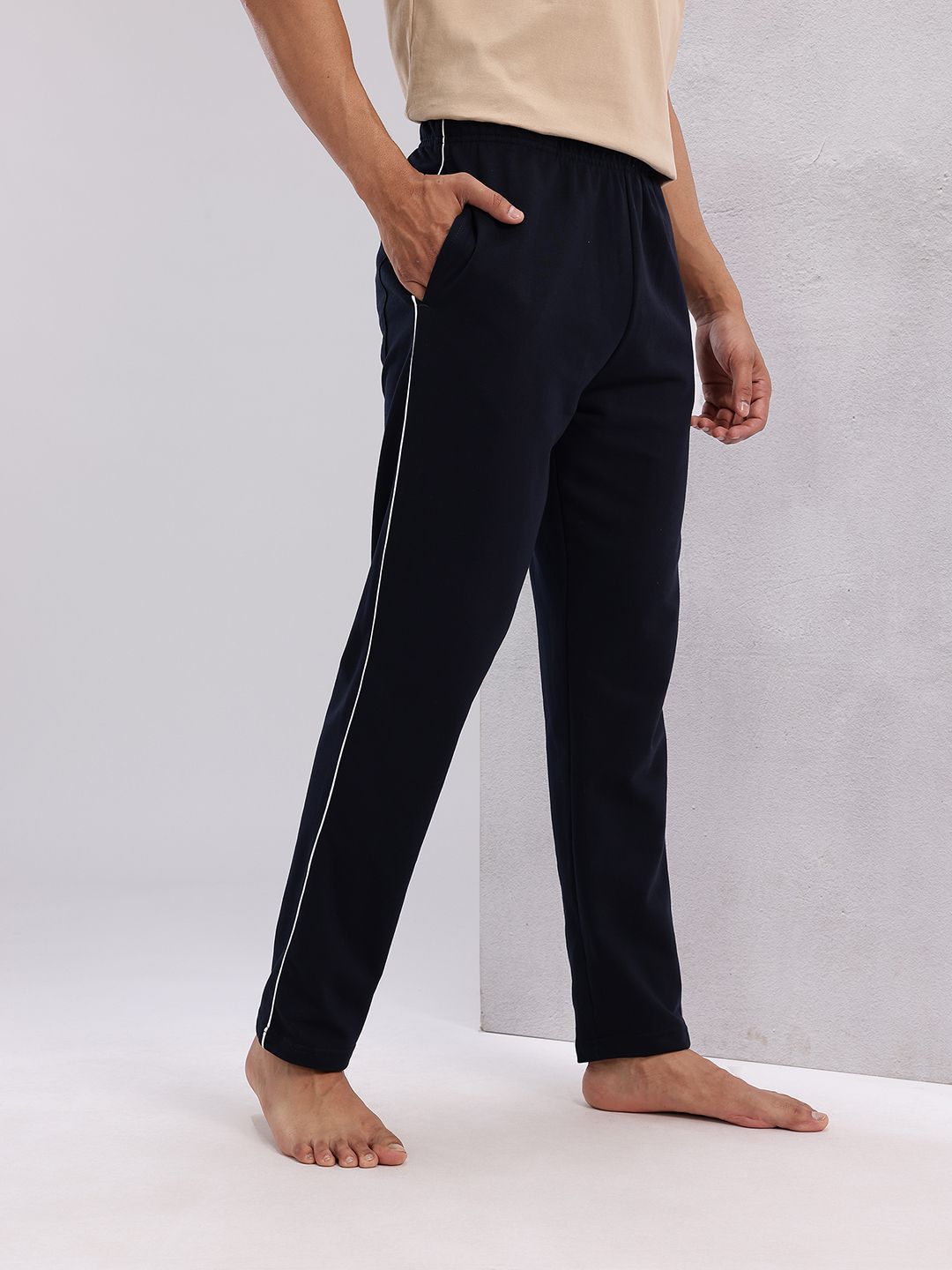 HRX by Hrithik Roshan Men Mid-Rise Yoga Track Pants with Contrast Piping