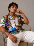 Baju Kasual Kolar Spread Bercetak Grafik Eszett