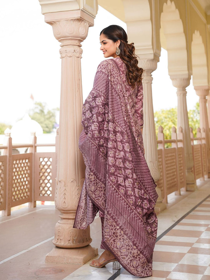 KALINI Ethnic Motifs Zari Embroidered Straight Kurta With Trousers & Dupatta