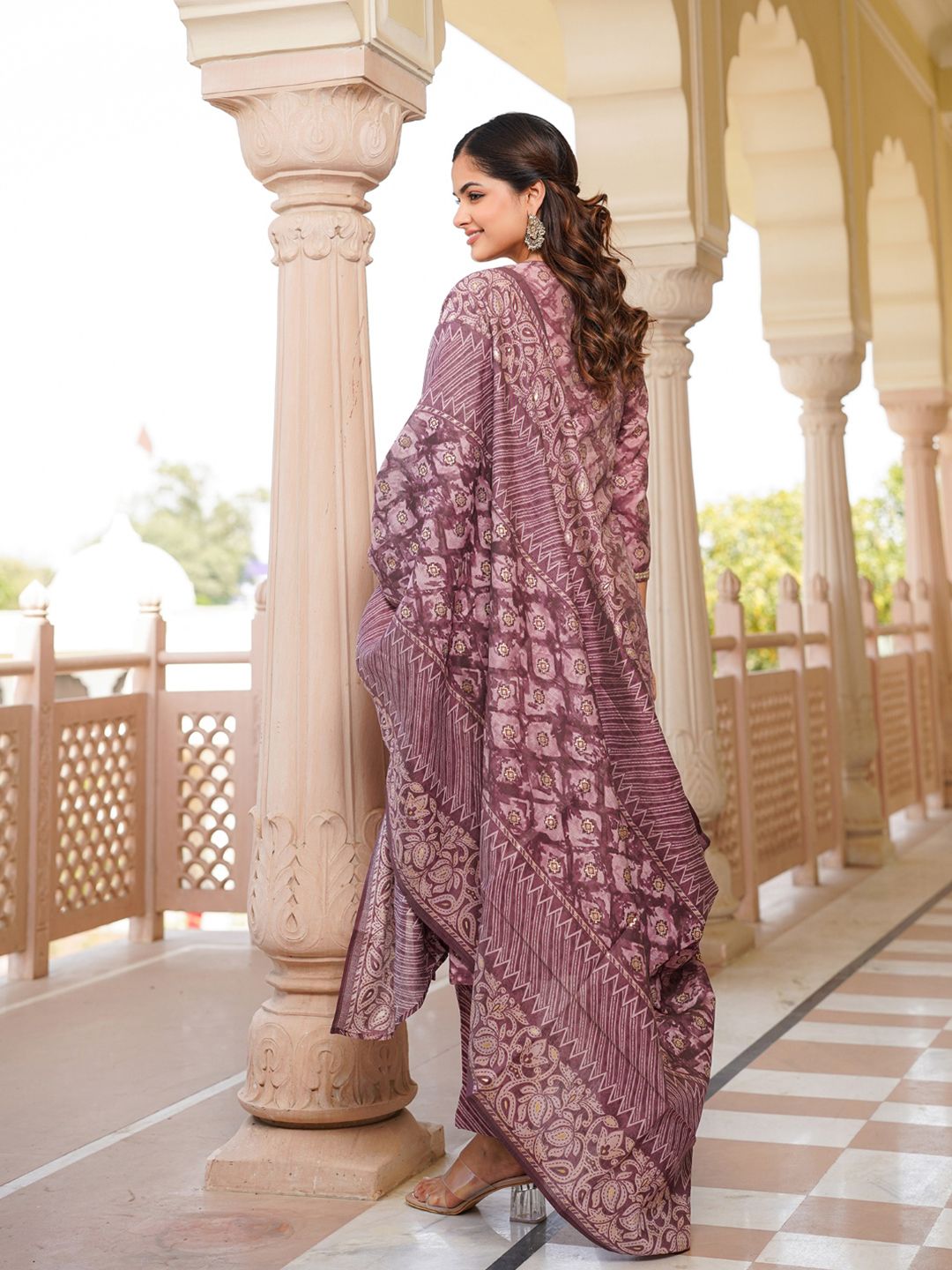 KALINI Ethnic Motifs Zari Embroidered Straight Kurta With Trousers & Dupatta