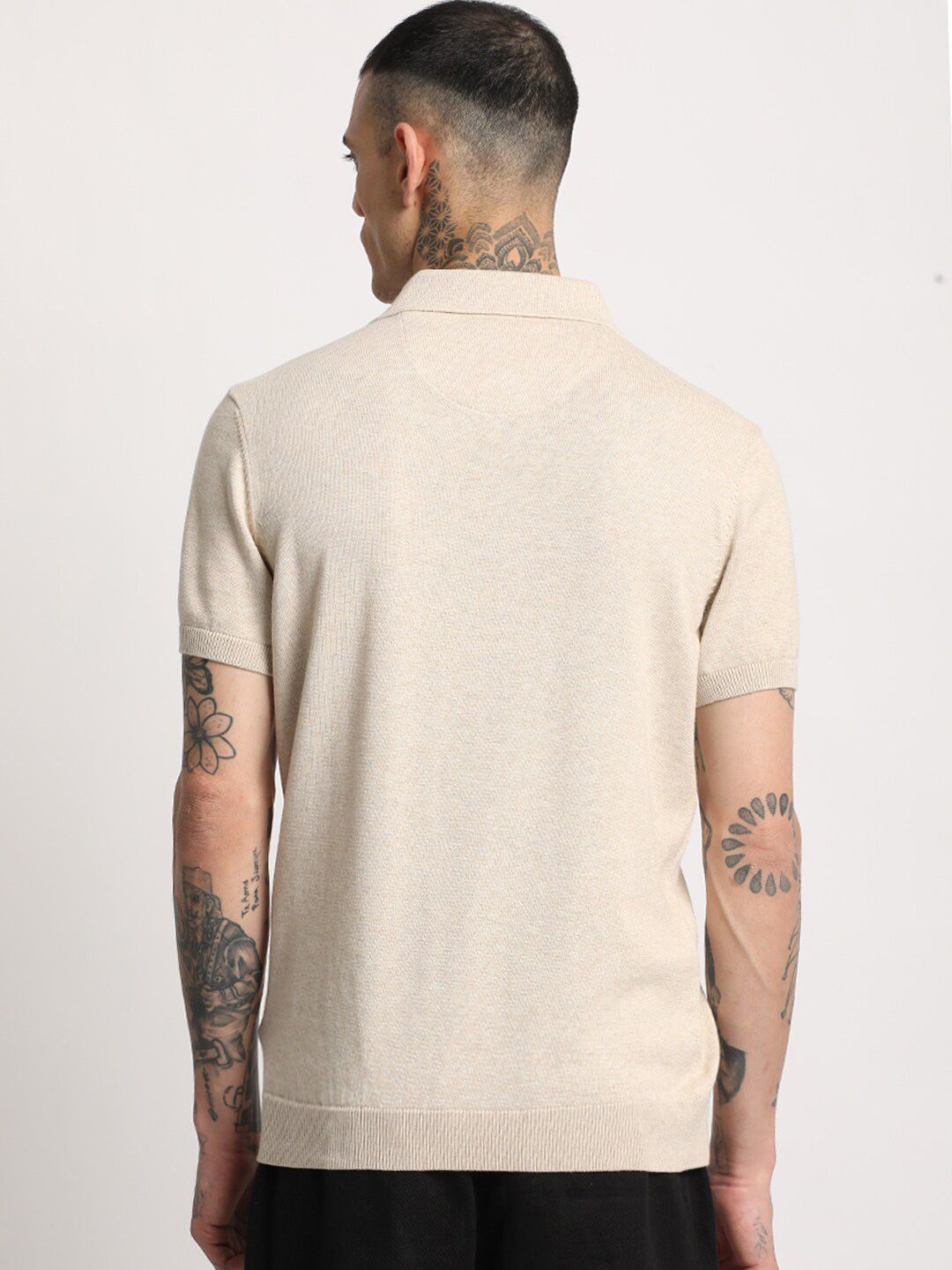 THE BEAR HOUSE Men Solid Regular Fit Cotton Polo Collar T-Shirt
