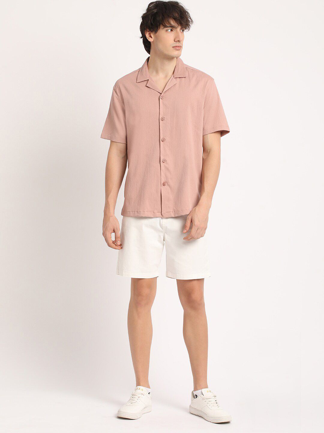 THE BEAR HOUSE Men Self Designed Regular Fit Casual Shirt