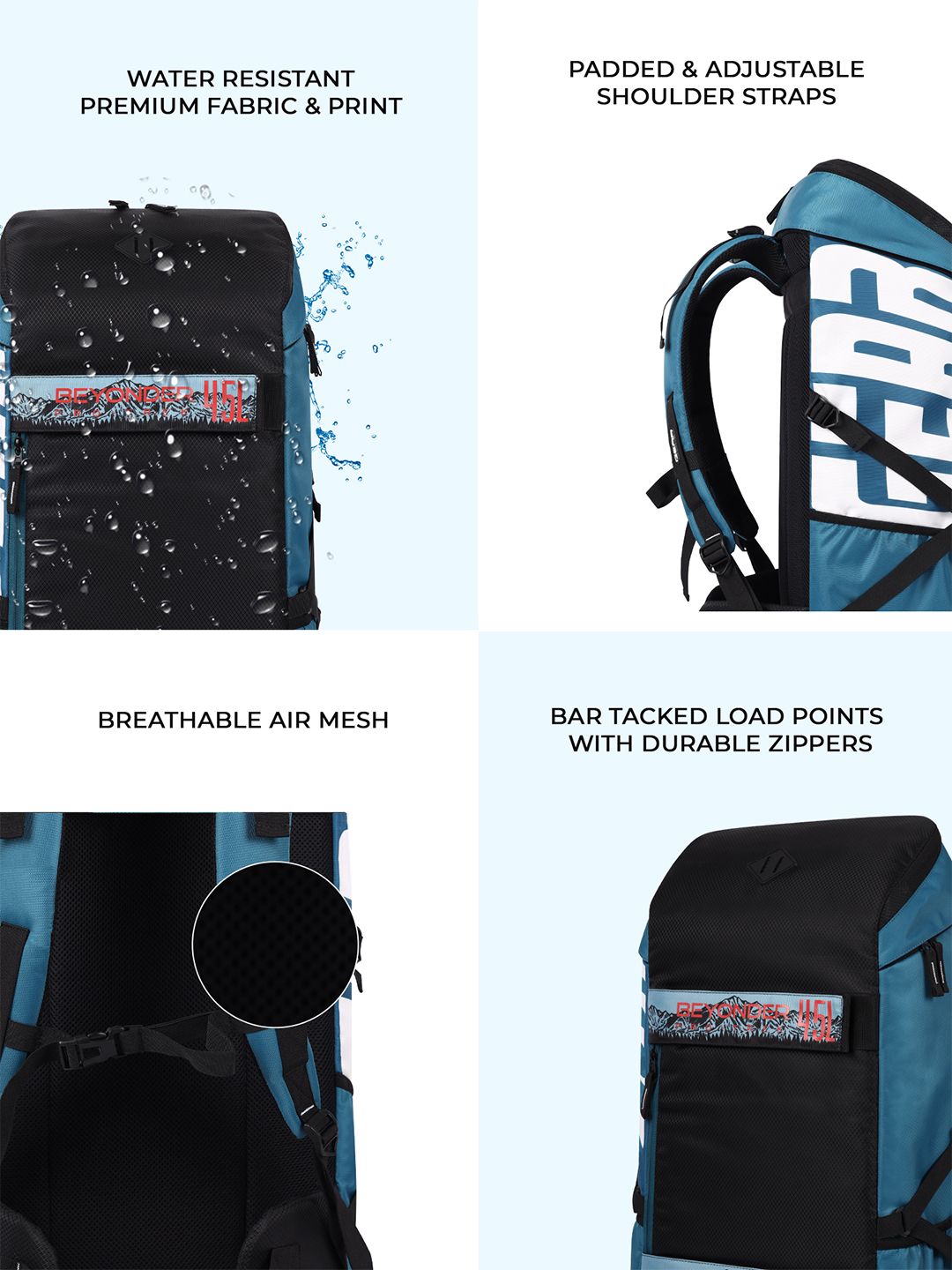 Gear Abstract Printed Black & Blue Rucksacks