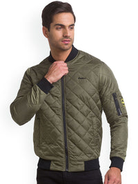 Being Human Men Olive Green Solid Quilted Jacket
