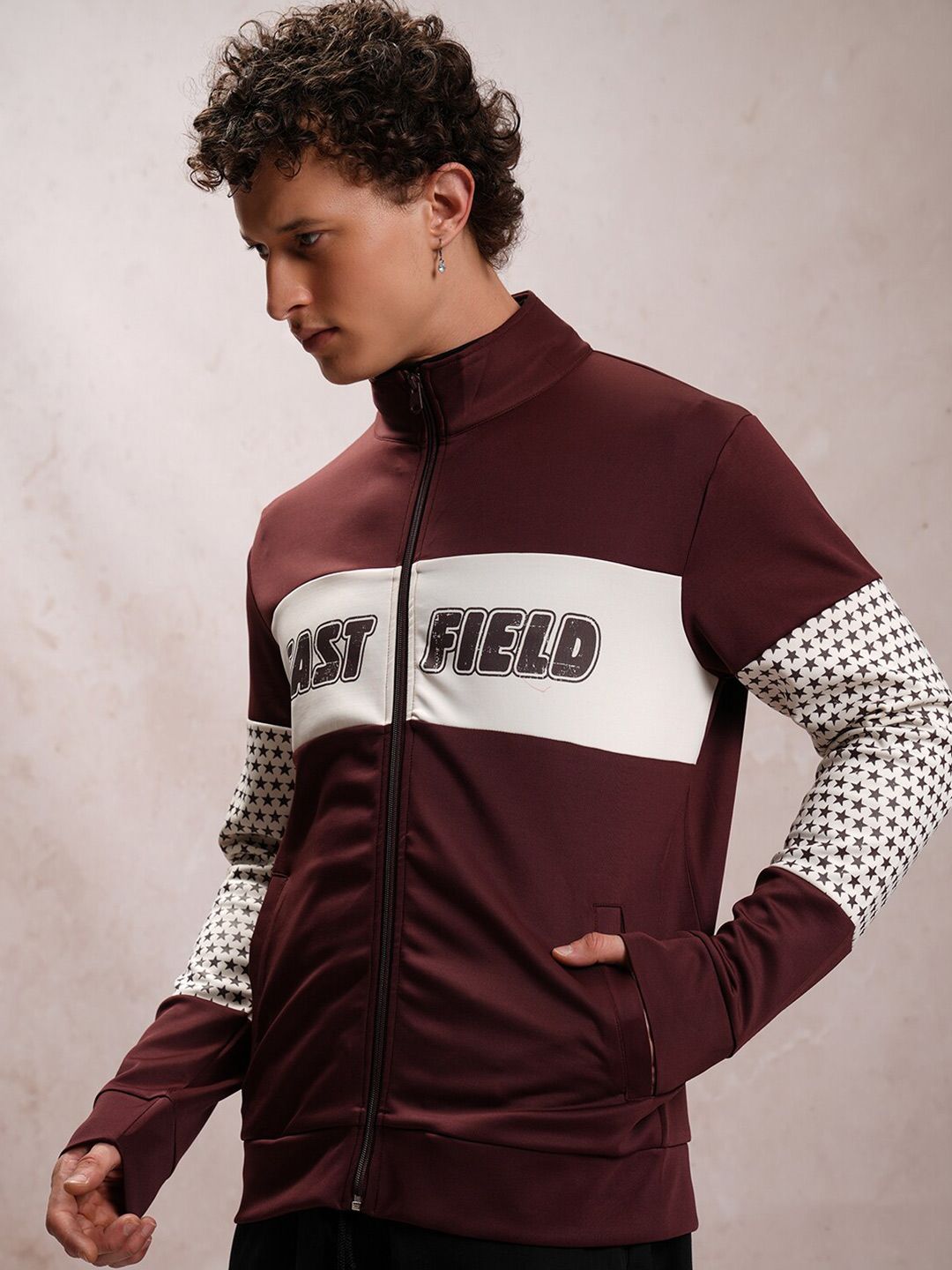 HIGHLANDER Typography Printed Relaxed Front-Open Sweatshirt