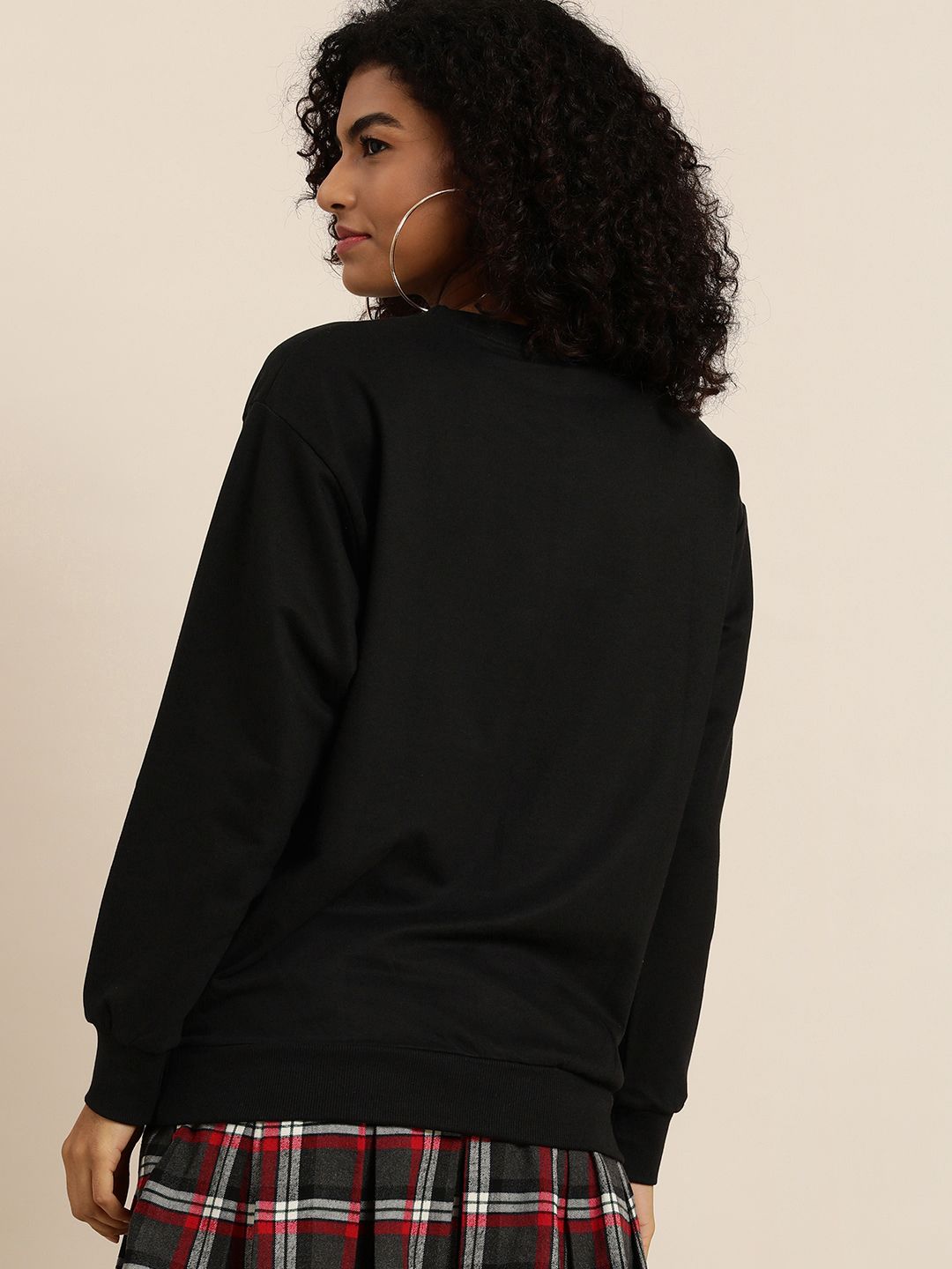 DILLINGER Women Black Typographic Oversized Sweatshirt