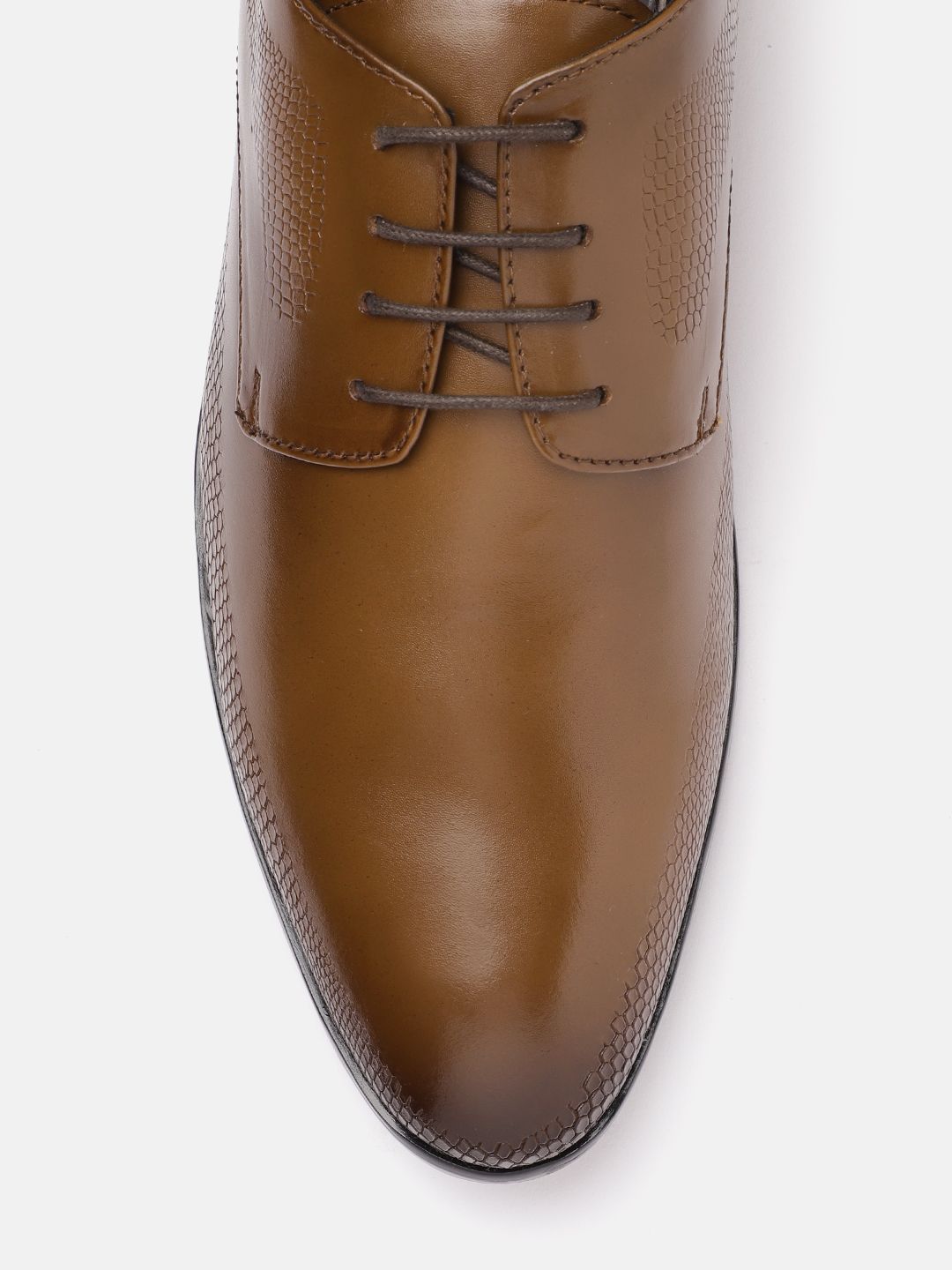 House of Pataudi Men Textured Detail Formal Derbys