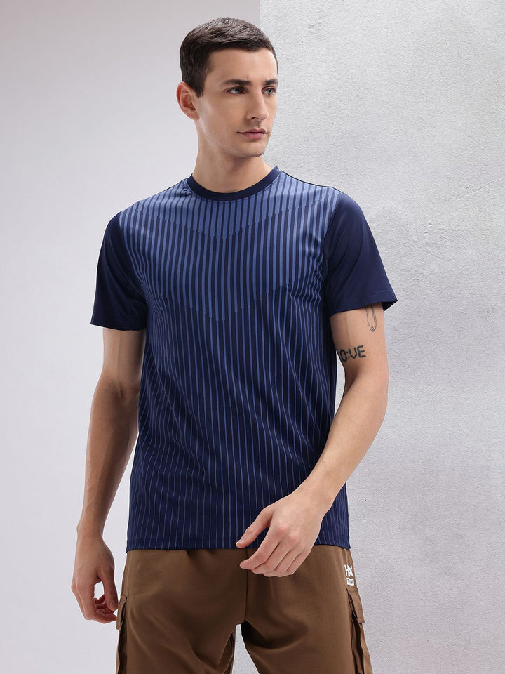 HRX by Hrithik Roshan Men Striped Rapid Dry Training T-shirt