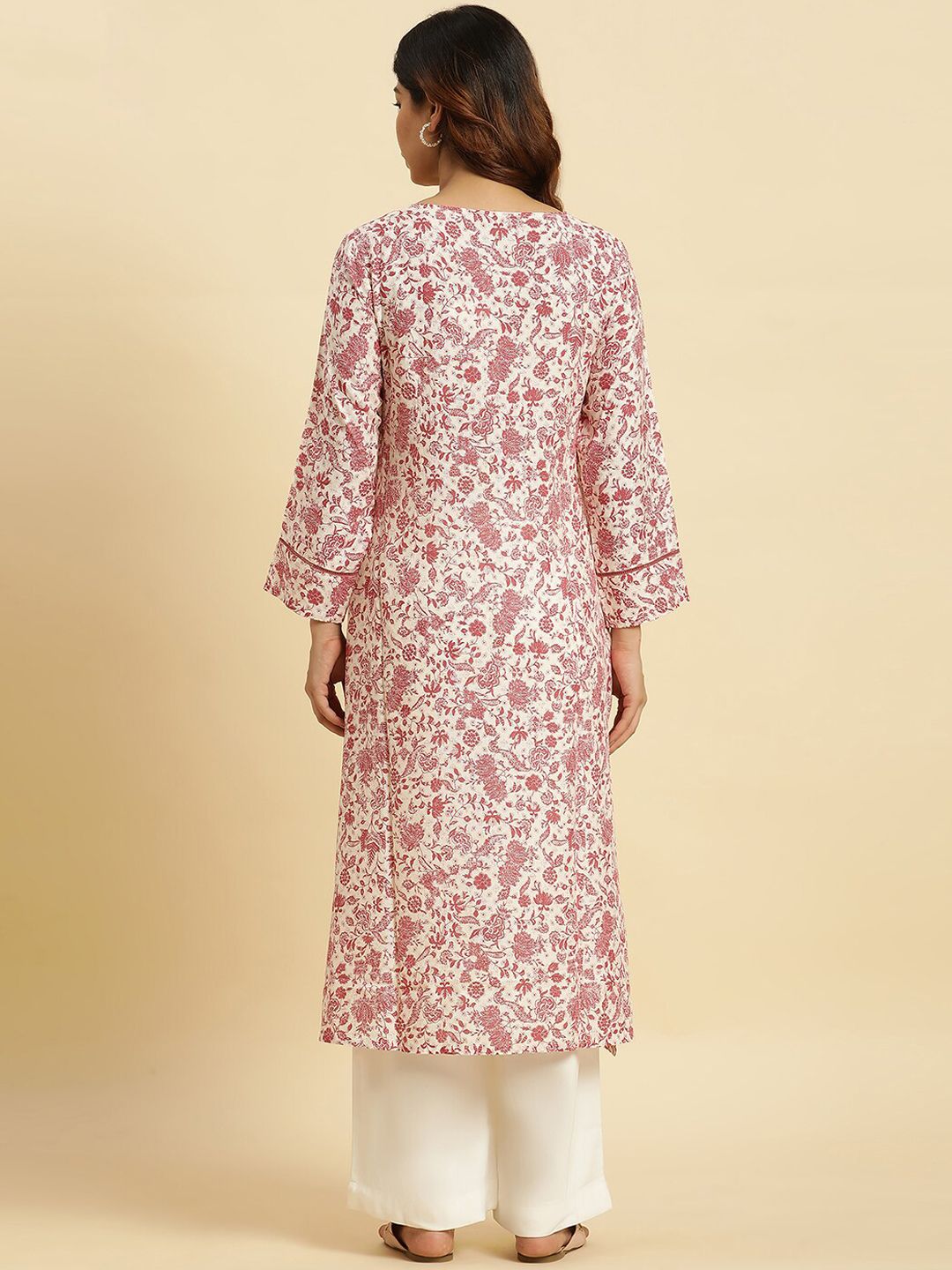 W Floral Embroidered Round Neck Kurta