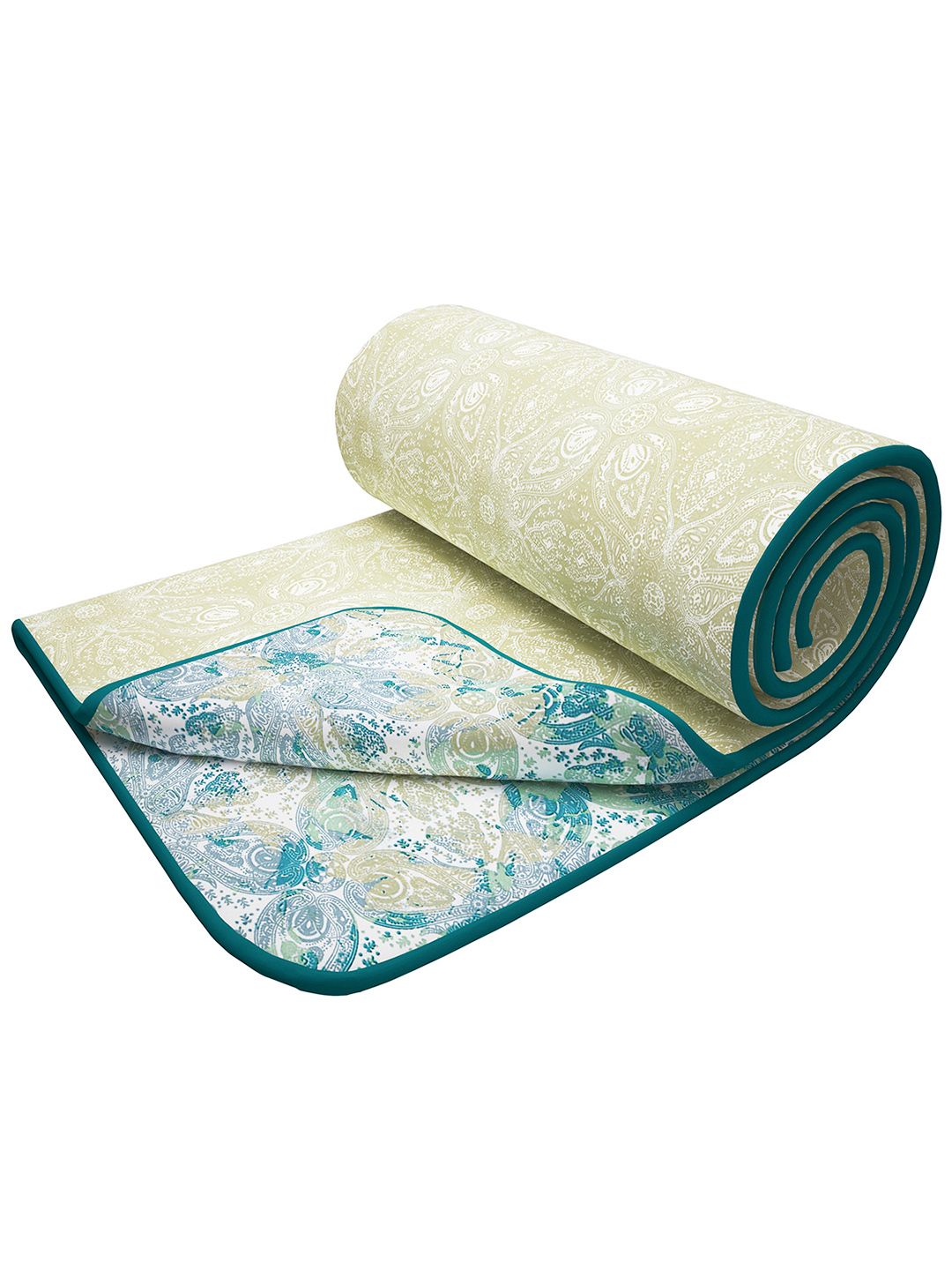 Story@home Cream-Coloured Printed AC Room 150 GSM Reversible Cotton Single Bed Dohar