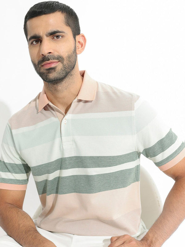 RARE RABBIT Men Rings-4 Slim Fit Solid Pure Cotton Polo Collar T-Shirt