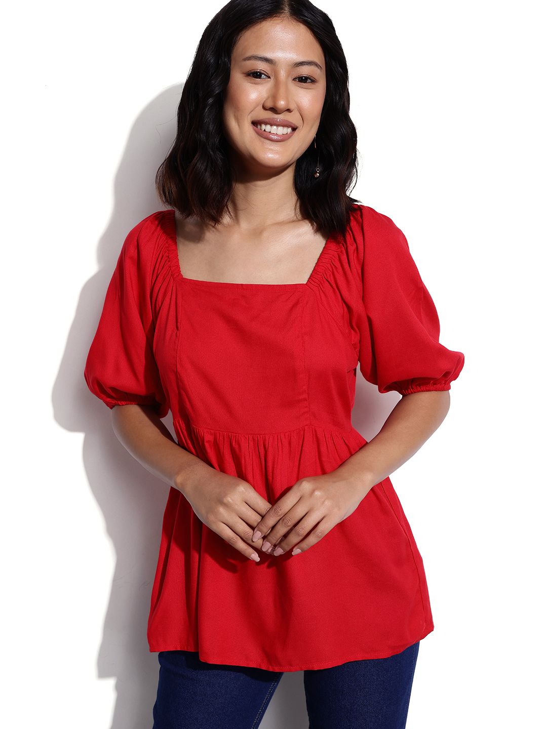 DressBerry Puff Sleeves A-Line Top