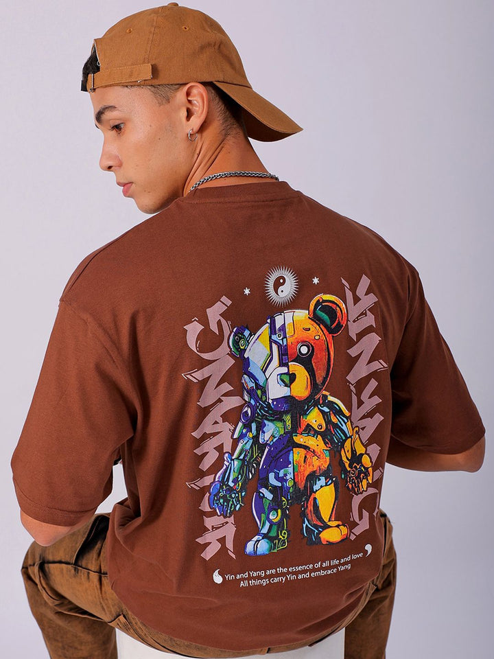 The Indian Garage Co Men Back Printed Boxy Oversized Round Neck T-shirt