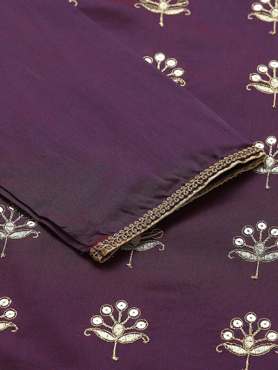 AURELIA Women Purple Floral Thread Work Kurta