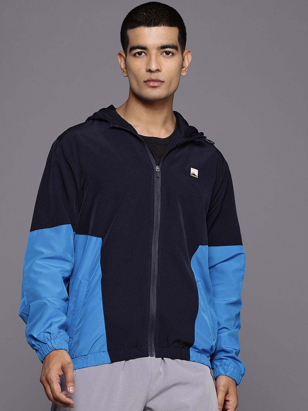 HRX by Hrithik Roshan Colourblocked Rapid-Dry Hooded Outdoor Jacket