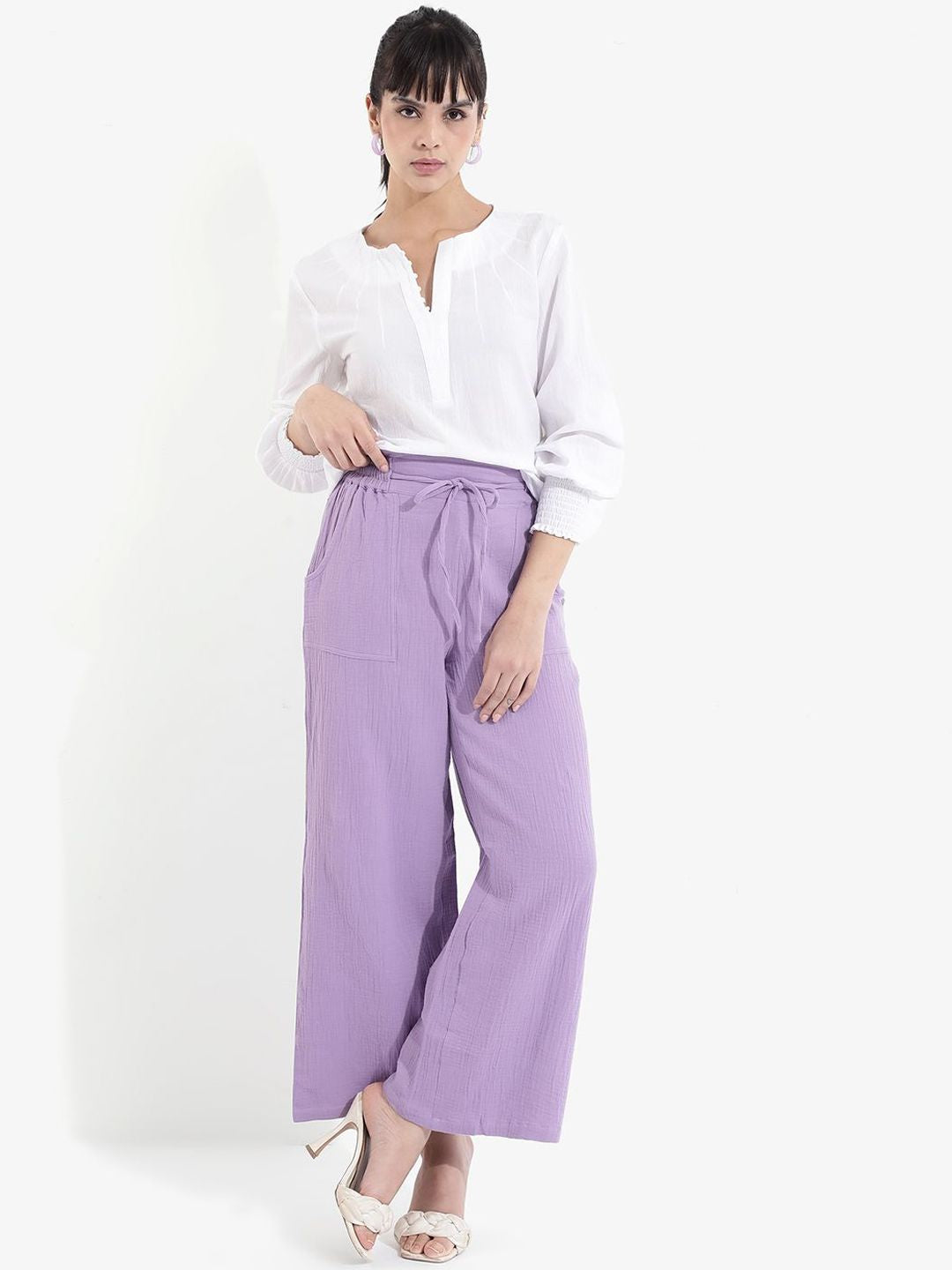 RAREISM Women Loose Fit High-Rise Trousers