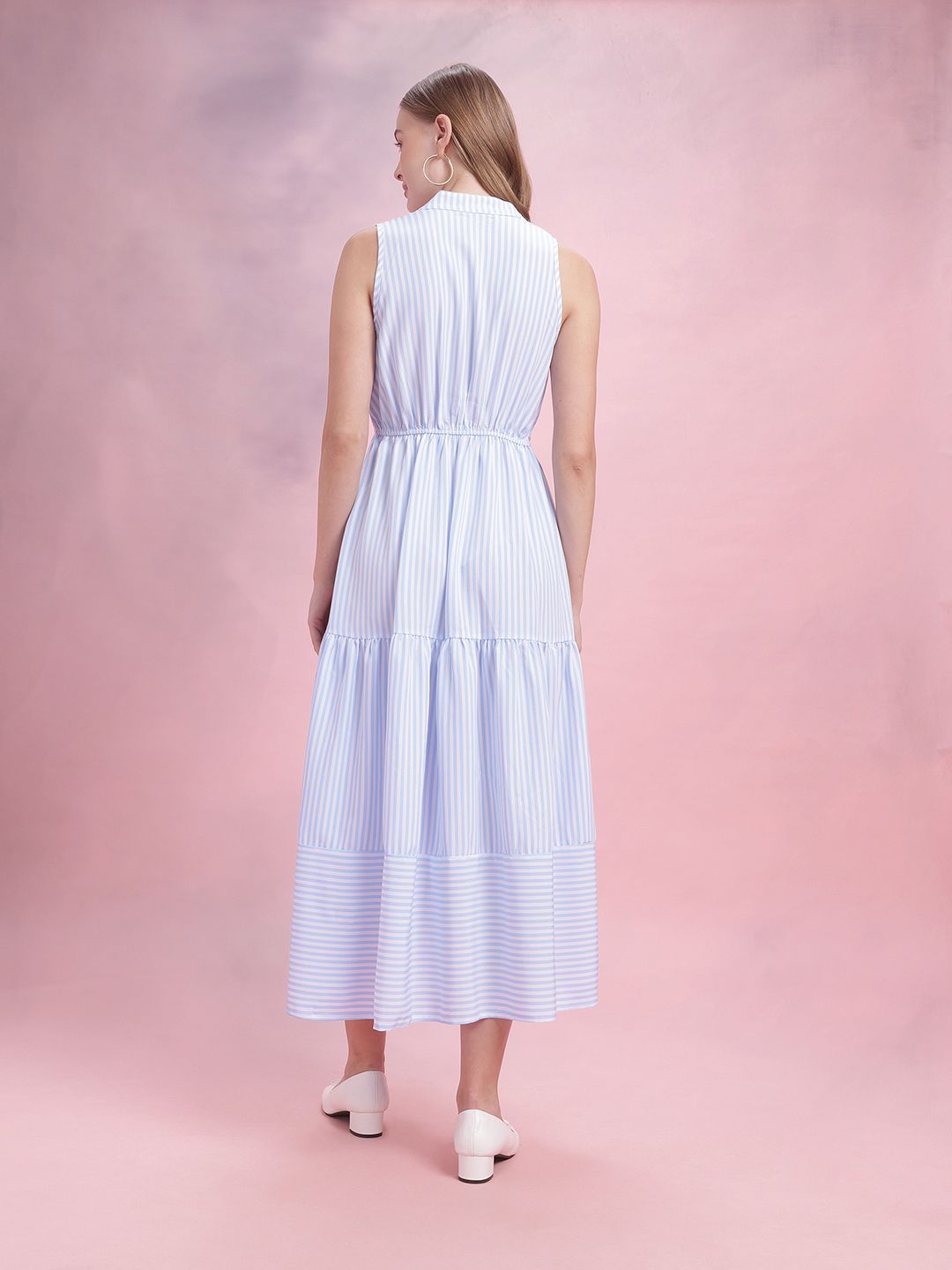 DressBerry Striped Tiered Midi A-Line Dress