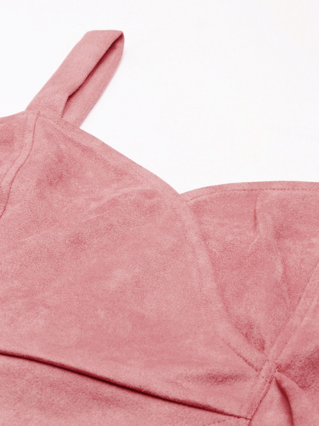 Athena Pink Solid Soulder Straps Wrap Top