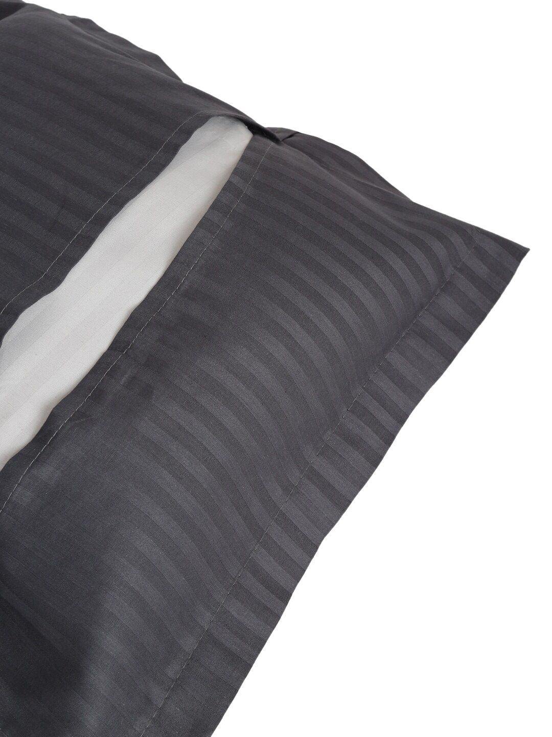 HOSTA HOMES Set of 2 Grey Self Design 280 TC Satin Cotton Pillow Cover