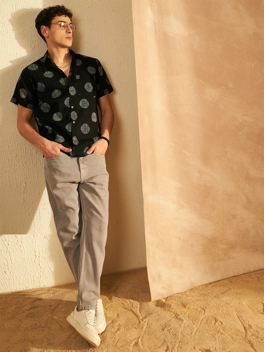 DENNISON Smart Ethnic Motifs Printed Spread Collar Cotton Lightweight Shirt