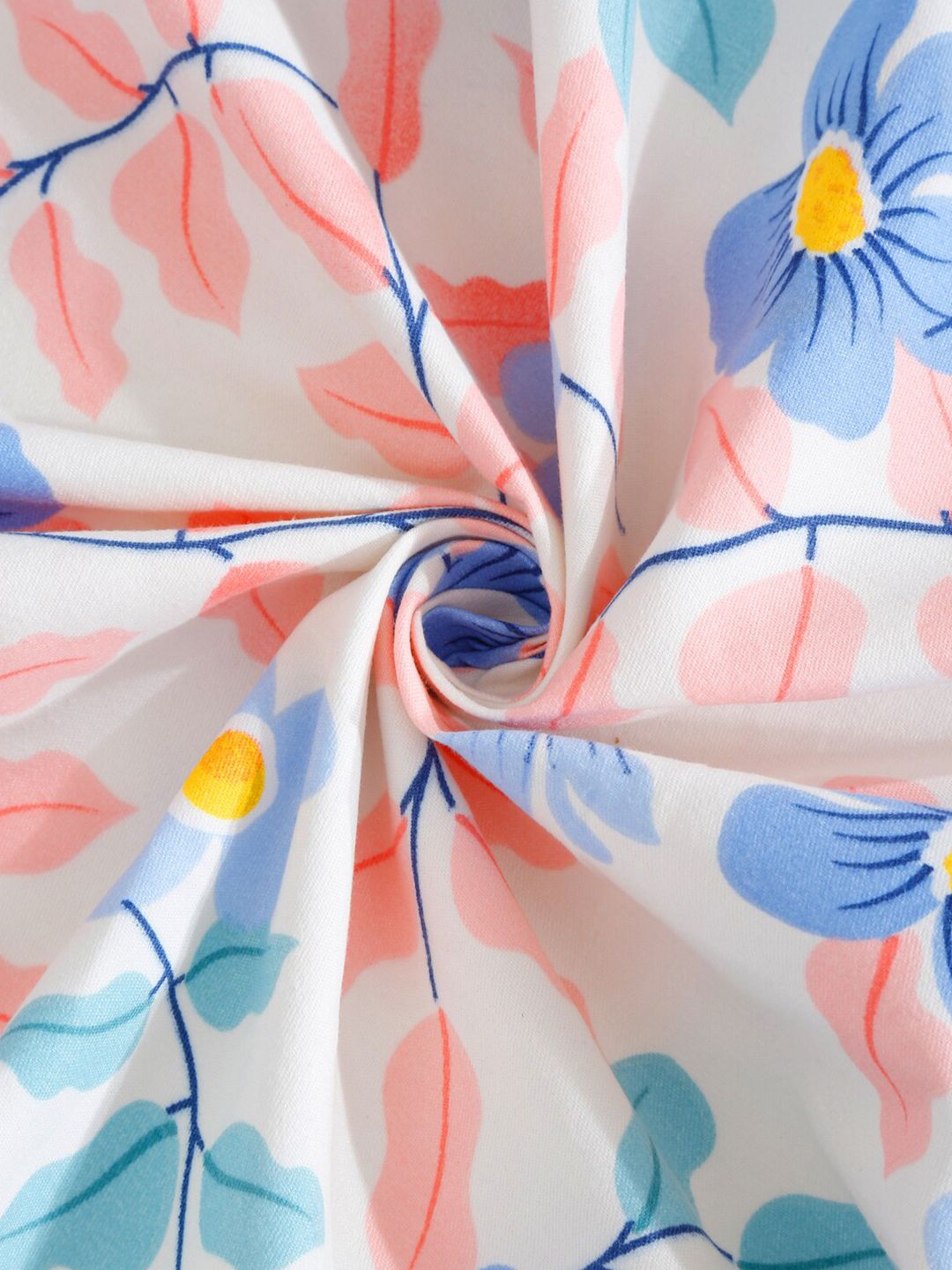 KLOTTHE Multicoloured Floral 300 TC King Size Fitted Bedsheet with 2 Pillow Covers