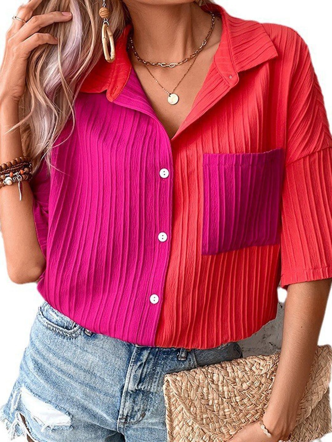 DressBerry Women Striped Extended Sleeves Shirt Style Top