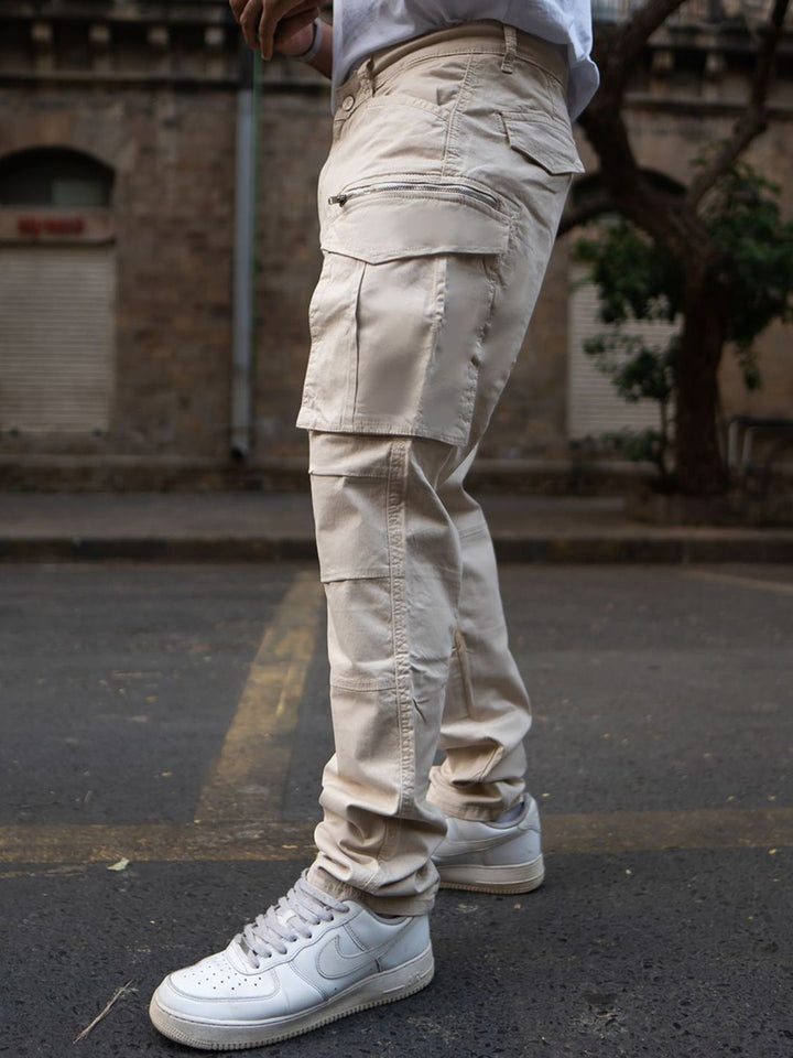 Powerlook Men Beige Regular Fit Cargo Pant