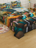 KLOTTHE Brown Cartoon Characters Printed 400 TC King Superfine Bedsheets