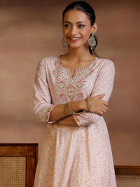 Libas Floral Printed Panelled Pure Cotton Anarkali Kurta with Trousers