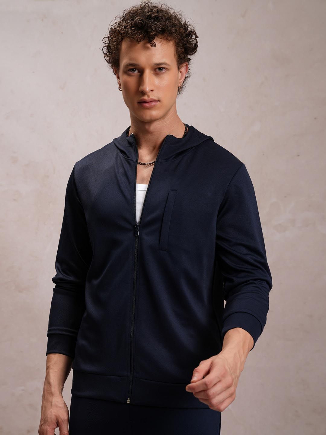 HIGHLANDER Mock Collar Open Front Jacket