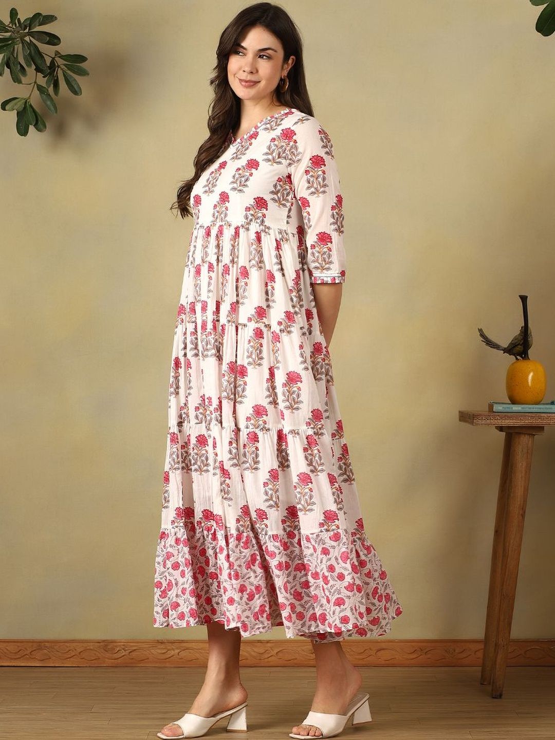 Mamicha Floral Print A-Line Maxi Dress