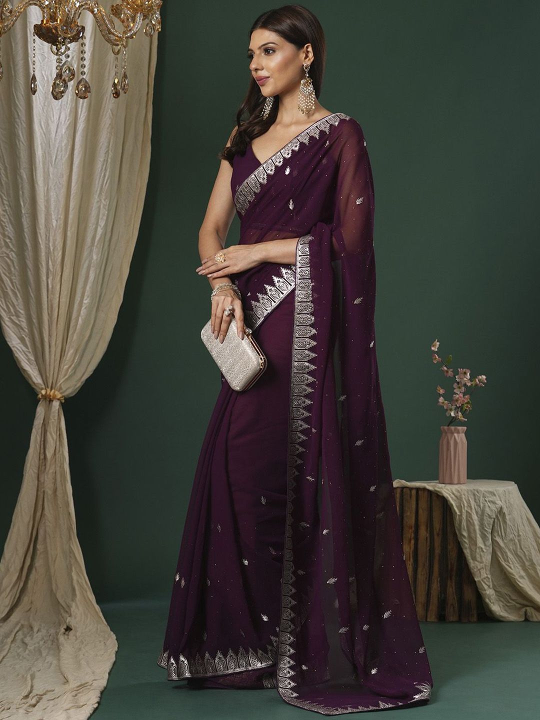 Saree mall Embellished Beads and Stones Sarees
