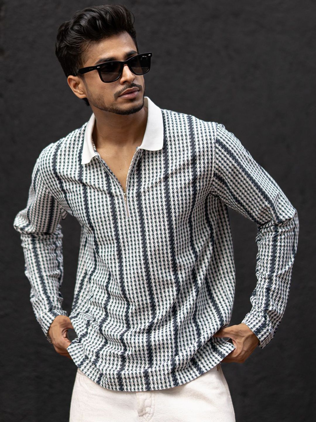 Powerlook Men Striped Polo Collar T-shirt