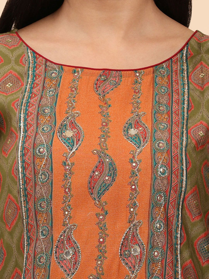 Mamicha Women Floral Embroidered Regular Pure Cotton Kurta with Trousers & With Dupatta