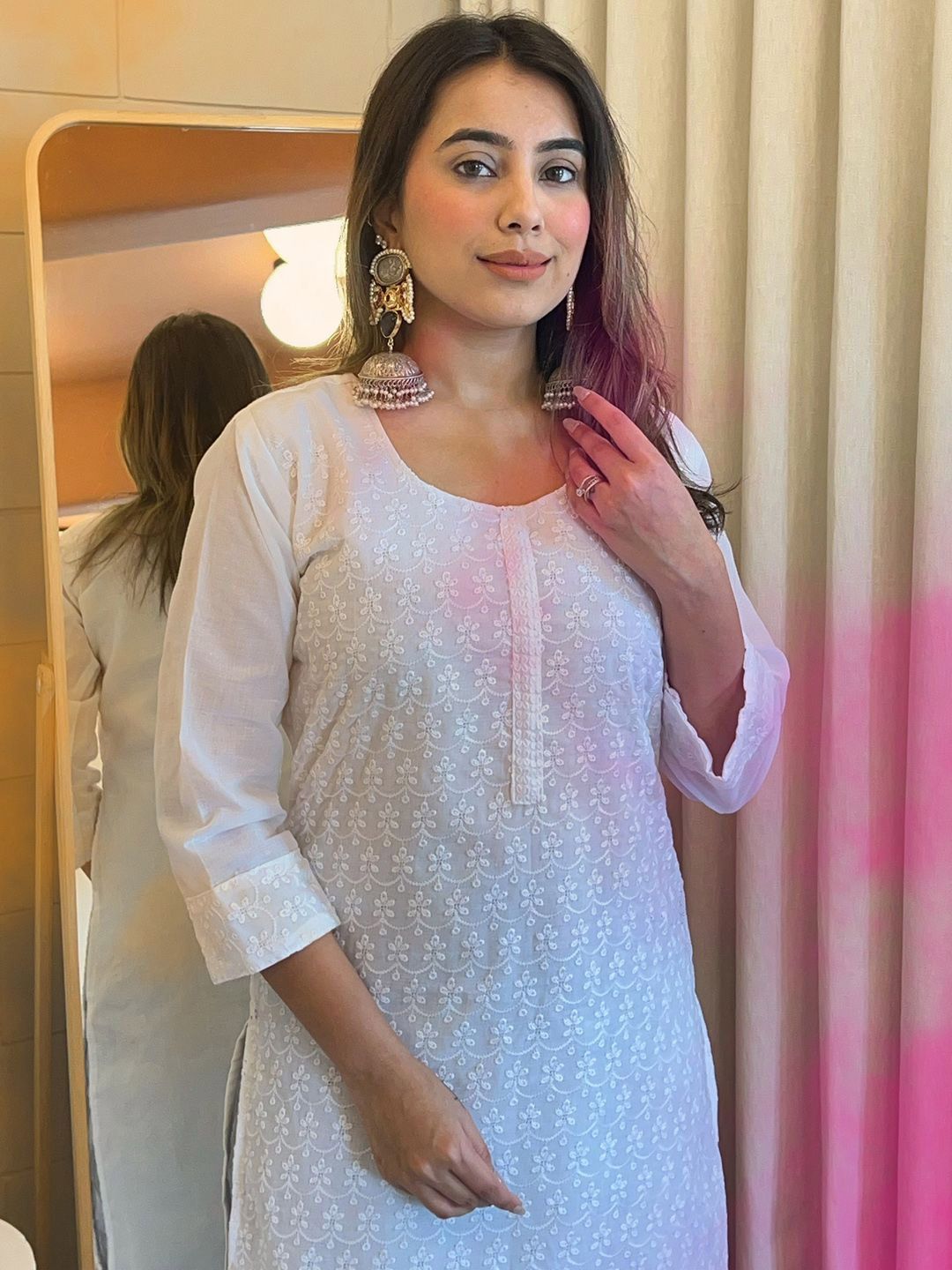 Indo Era Floral Embroidered Straight Kurta